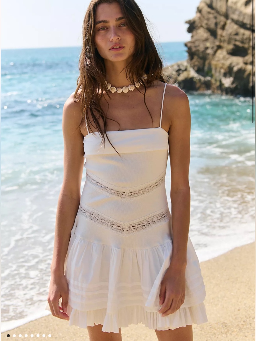 Free People White Spaghetti-Strap Mini Dress